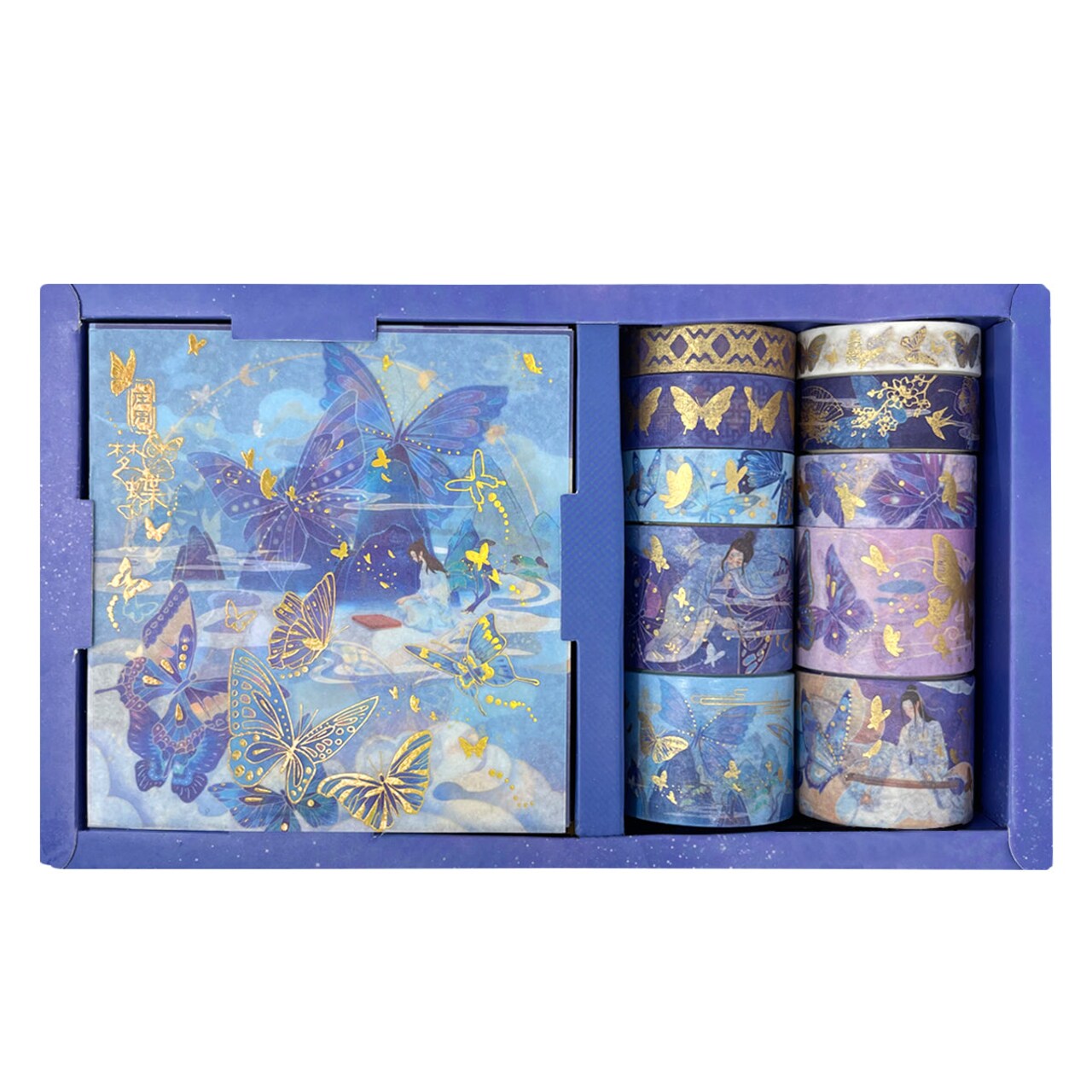 Wrapables Decorative Gold Foil Washi Tape and Sticker Set for Stationery, Diary, Card Making (10 Rolls & 10 Sheets)